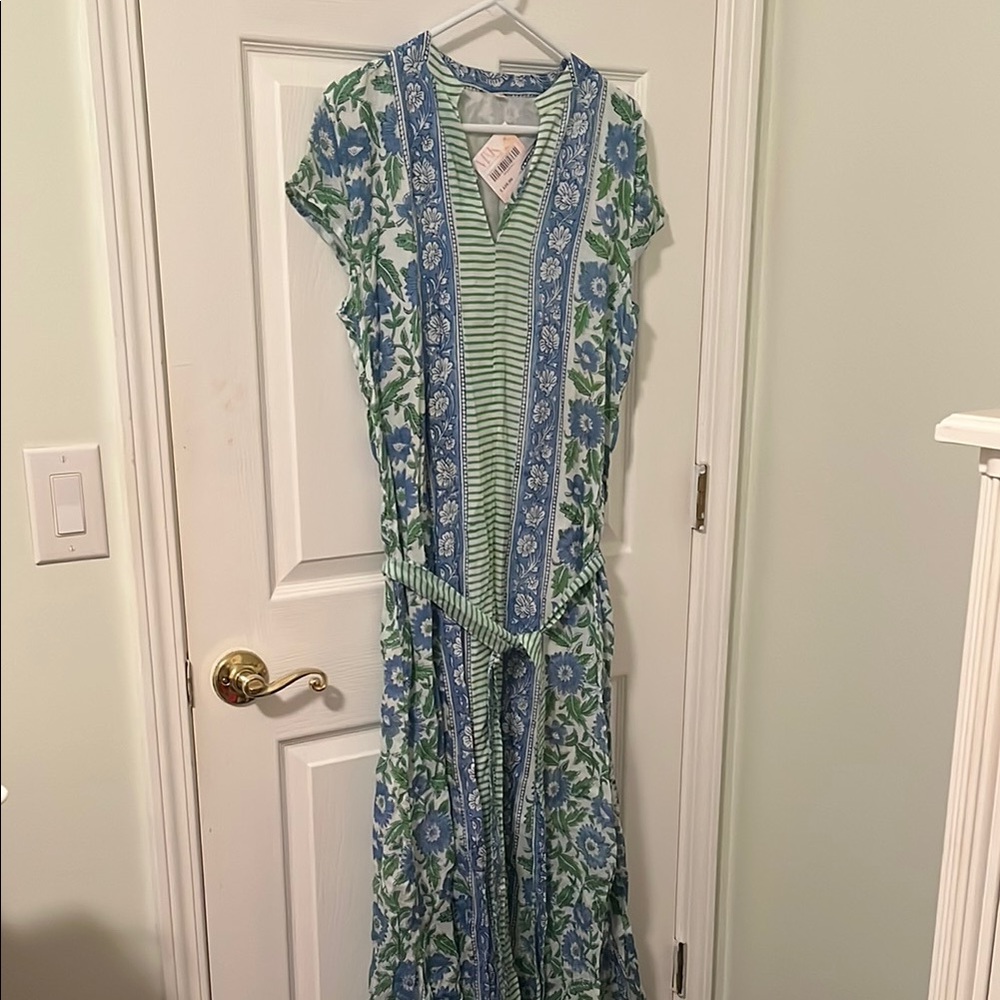 Blue and Green Flutter Sleeve Sundress